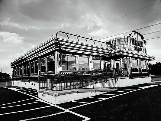 Wall Art featuring the photograph Trivet Diner Daytime Black And White by Jason Fink