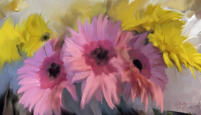 Flower Wall Art featuring the painting Trois De Pas Floral Art Print by Sonja Kraft