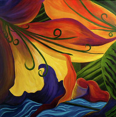 Vibrant Wall Art featuring the painting Tropic Hideaway by Art From the Heart