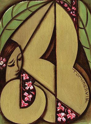 Paradise Painting - Tropical Abstract Hawaiian Woman Art Print by Tommervik