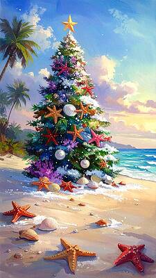 Tropical Beach Christmas Tree Photograph