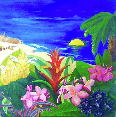 Vibrant Wall Art featuring the painting Tropical Paradise by Art From the Heart