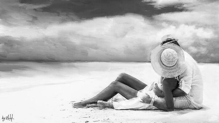 Serene Digital Art - Love Is Blind Reunion BW by Gradify Creations