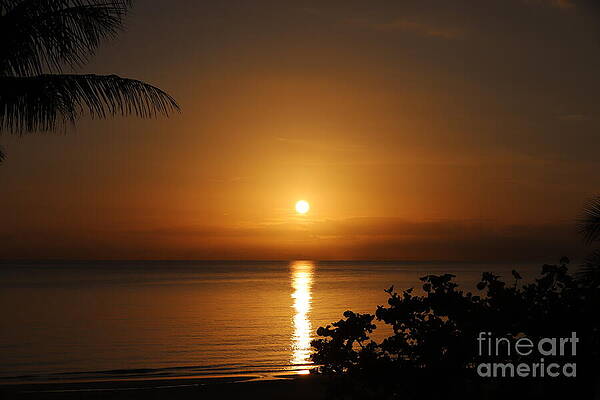 Tropical Sunset Over Calm Ocean Wall Art