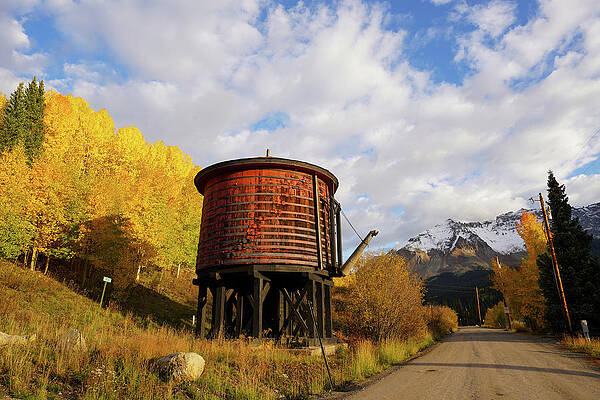 Mountain Photograph - Trout Lake Fall Water Tower by Sunniye Buesing