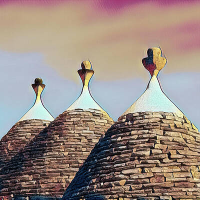 Dramatic Wall Art featuring the photograph Trulli Cones - Square - Desert Sand by Elvira Peretsman