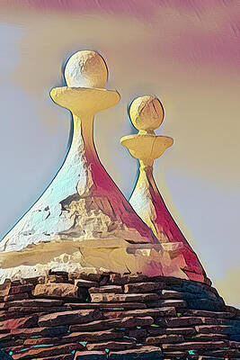 Dramatic Wall Art featuring the photograph Trulli Couple - Desert Sand by Elvira Peretsman