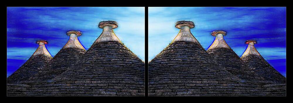 Dramatic Wall Art featuring the photograph Trulli Pyramids Double - Arteries by Elvira Peretsman