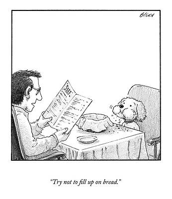 Cartoon Drawing - Try Not To Fill Up On Bread by Harry Bliss