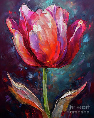 Vintage Wall Art featuring the ai art Tulip In Light by Macro Abundance