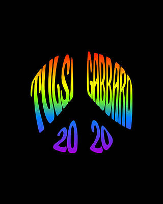Blue Wall Art featuring the digital art Tulsi Gabbard Peace In 2020 Rainbow by Flippin Sweet Gear