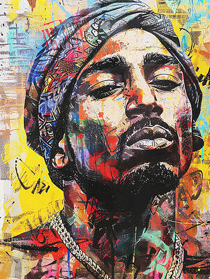 Portrait Painting - Tupac Shakur by Land of Dreams