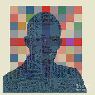 Portrait Wall Art featuring the digital art Turing Blue by BFA Prints