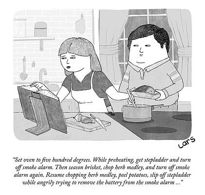 Humorous Kitchen Chaos Drawing