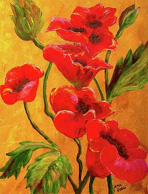 Vibrant Wall Art featuring the painting Tuscan Poppies by Art From the Heart