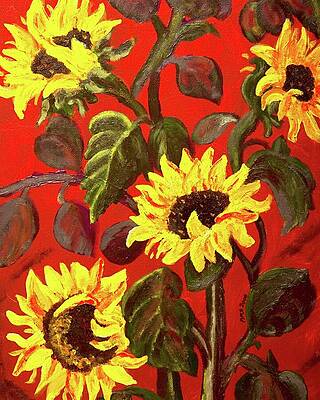 Vibrant Wall Art featuring the painting Tuscan Sunflowers by Art From the Heart