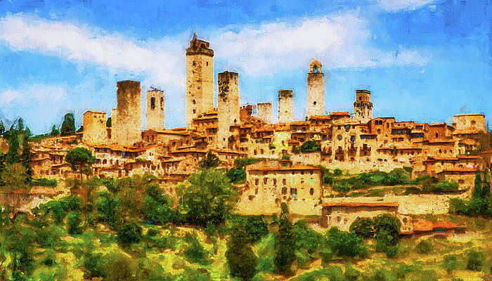 Landscape Painting - Tuscany, San Gimignano - 01 by AM FineArtPrints