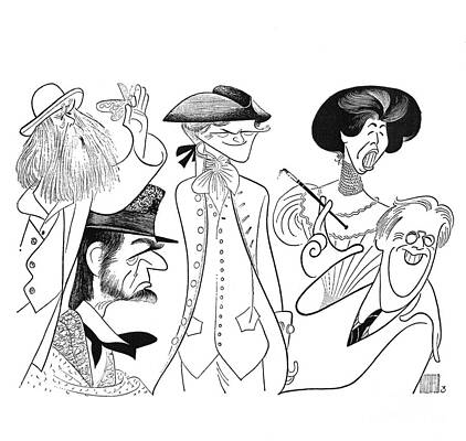 Wall Art featuring the drawing TV Historical Figures by Al Hirschfeld
