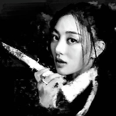 Dramatic Digital Art - TWICE, Strategy BW by Gradify Creations