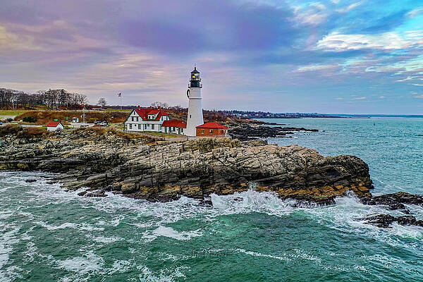 Maine Photograph - Twilight At Portland Head by Veterans Aerial Media LLC