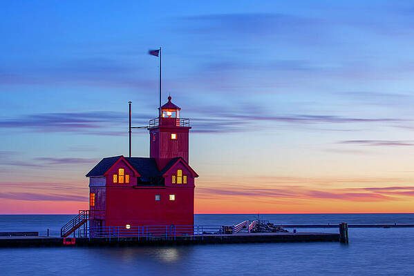 Architecture Wall Art featuring the photograph Twilight At The Holland Harbor Lighthouse by Michael Collins