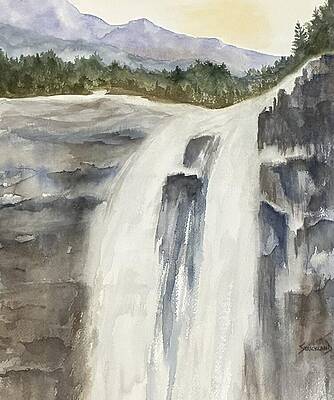 Majestic Mountain Waterfall Painting