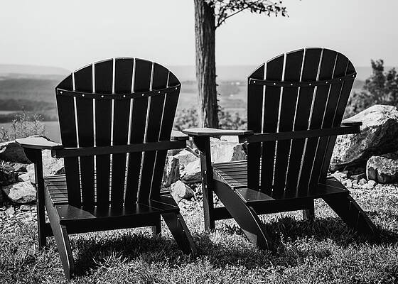 Landscape Photograph - Two Chairs And A View by Jason Fink