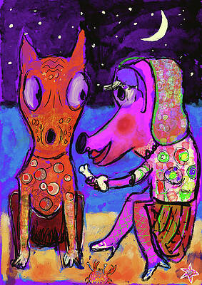 Two dogs and a bone at the seaside by Jeremy Holton