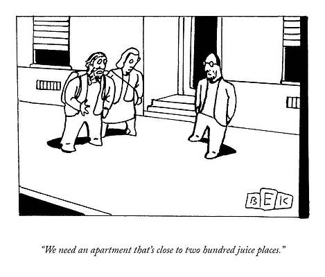 Near Wall Art featuring the drawing Two Hundred Juice Places by Bruce Eric Kaplan