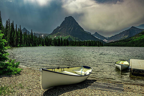 Lake Wall Art featuring the photograph Two Medicine Two Boat by Matt Halvorson