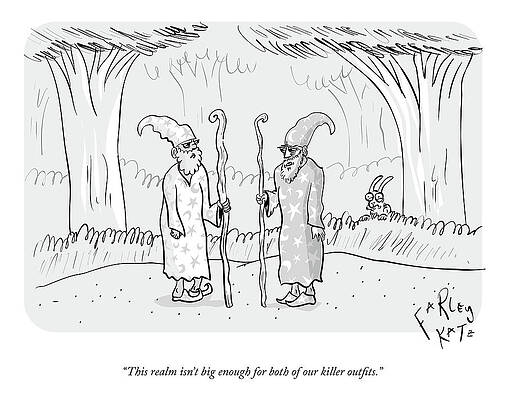 Hood Drawing - Two Wizards In Woods by Farley Katz