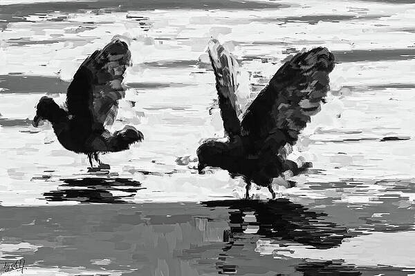 Black And White Digital Art - Twosome In Black And White by Gradify Creations