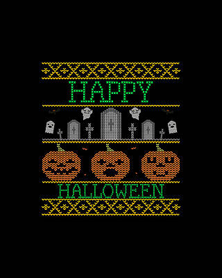 Pumpkin Wall Art featuring the digital art Ugly Halloween Sweater by Flippin Sweet Gear