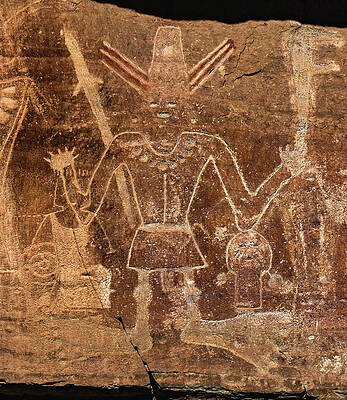 Prehistoric Photograph - Uinta Basin Bigfoot Petroglyph - Vertical by Abbie Warnock