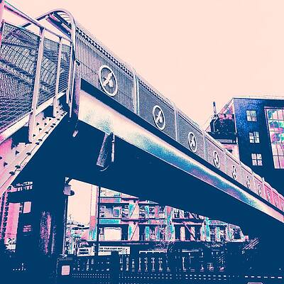 Urban Overpass in Vibrant Tones Wall Art