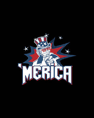 Uncle Wall Art featuring the digital art Uncle Sam Merica 4th Of July by Flippin Sweet Gear