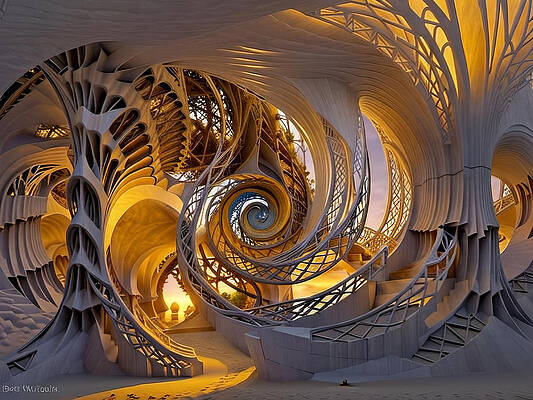 Architecture Wall Art featuring the digital art Under The Boardwalk A Couple Of Futures From Now by Eris and AI