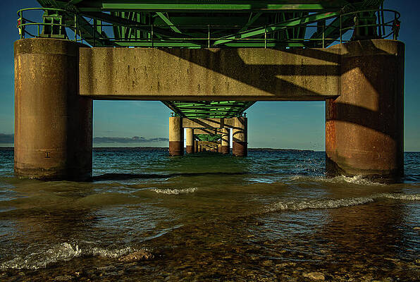 Michigan Photograph - Under The Mackinaw Bridge by Vi Ray