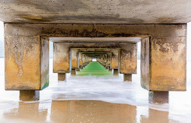 Hawaii Wall Art featuring the photograph Underside Of Hanalei Pier Long Exposure by Steven Heap
