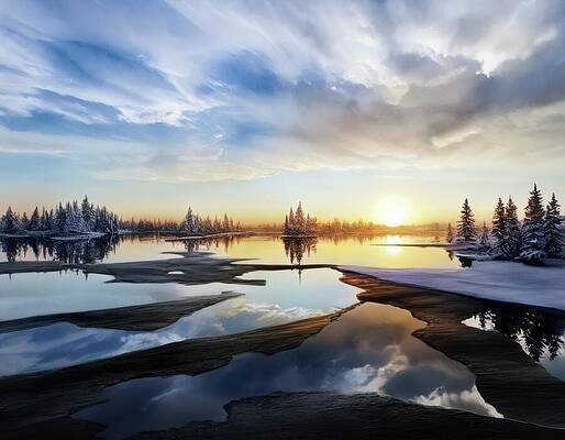 Reflection Digital Art - Unexpected Thaw by Eris And AI