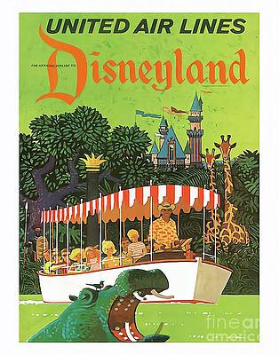 Wall Art featuring the digital art United Airlines Disneyland Poster #1 by Antonios Valamontes