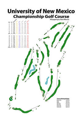 Wall Art featuring the digital art University Of New Mexico - Championship Golf Course by Flop Shot Studio