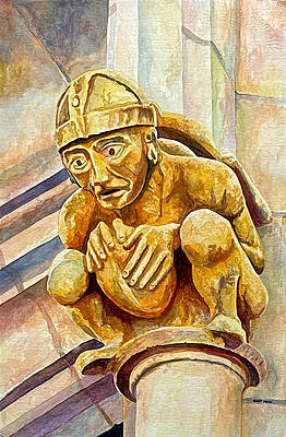 Painting - University Of Idaho Gargoyle On Memorial Gym by Grant Nixon