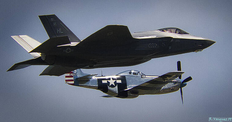 Sky Wall Art featuring the photograph US Air Force Old And New by Rene Vasquez