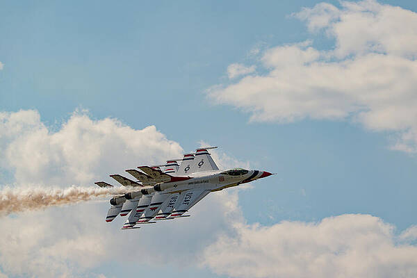 Summer Photograph - Us Air Force Thunderbirds In Tight Formation by Michael Collins