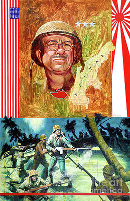 Wall Art featuring the painting U.S. Marines Land On Saipan by Shannon Stirnweis