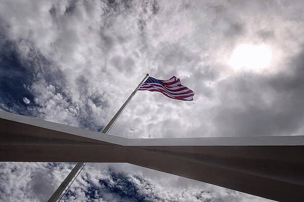 Wall Art featuring the photograph USS AZ Memorial Flag by American Landscapes