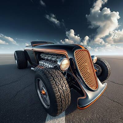 Vintage Hot Rod on Open Road Digital Art