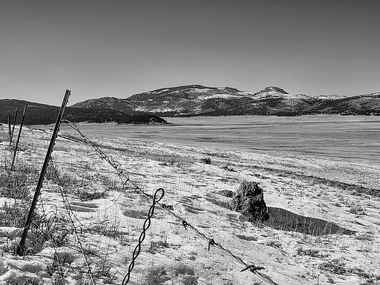 Snowy Mountain Landscape with Fence Wall Art