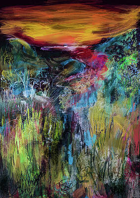 Place Wall Art featuring the digital art Valley In The Hills A Painting By Jeremy Holton by Jeremy Holton